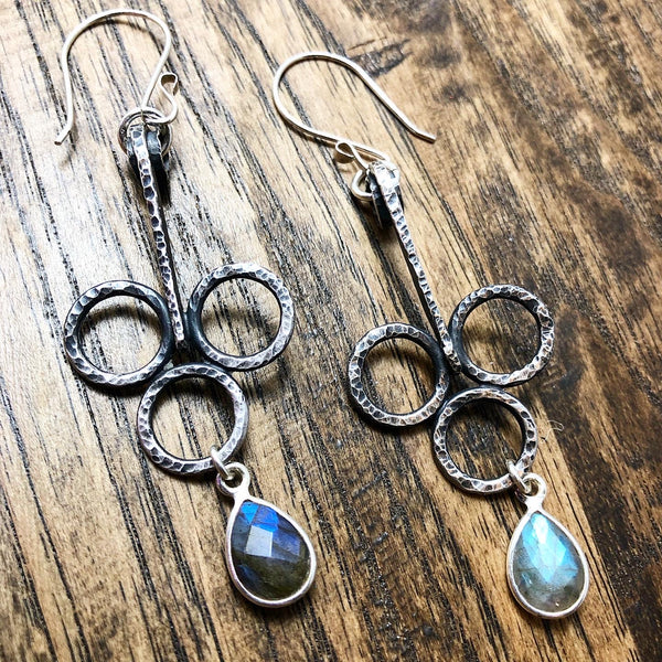 Balance X in Handcrafted Sterling Silver with Labadorite Dangles